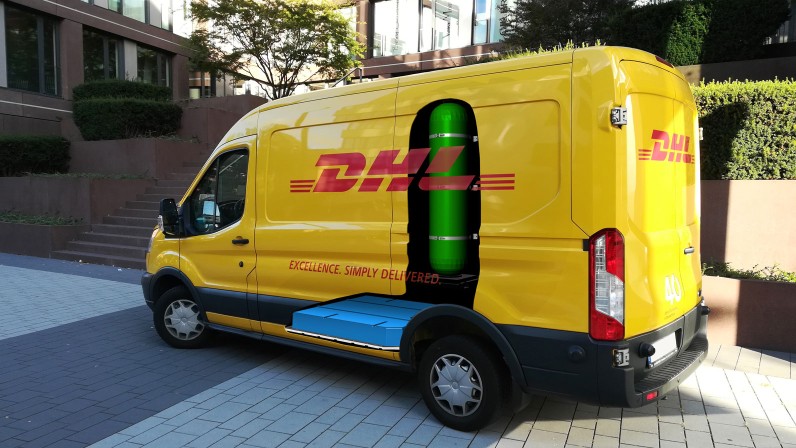 fuel cell, waterstof, DHL, bestelbus