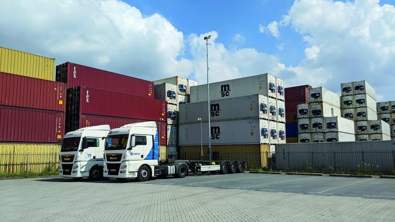 truckers, containers, vrachtwagen