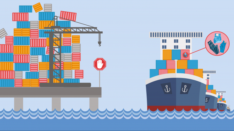containers, haven, congestie, lijnvaart