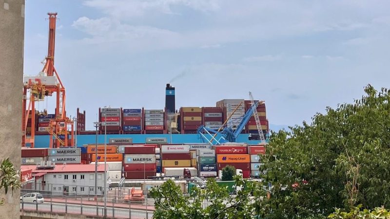 Kraan op Maersk Hanoi in Rijeka
